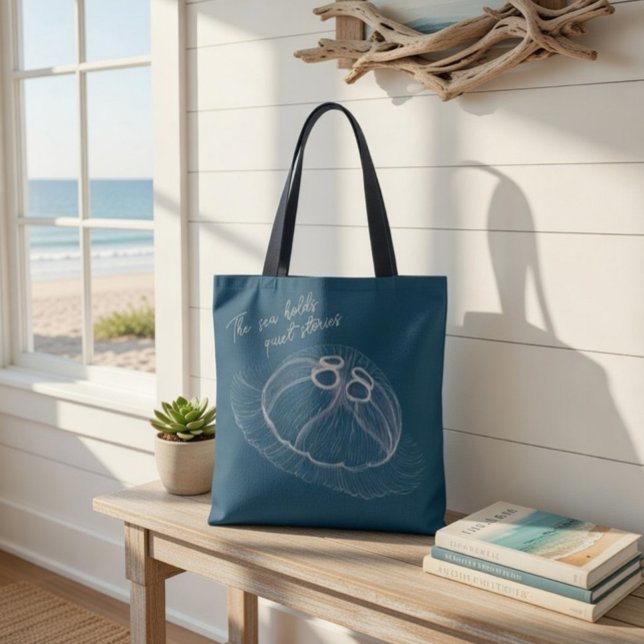 Jellyfish Tote Bag - "O Mar Mantém Histórias Silen (Criador carregado)
