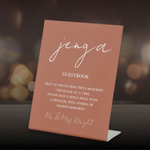 Jenga Guestbook Terracotta - Script Minimalista