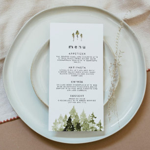 JENNA Rustic Watercolor Pine Tree Menu