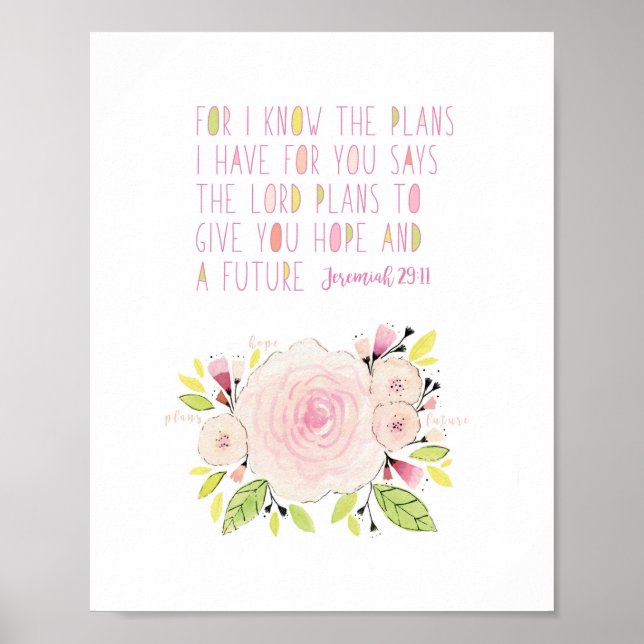 Jeremiah 29:11 impressão de Arte de Arquivamento (Frente)