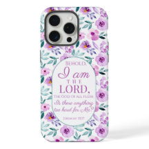 Jeremias 32:27 com Fundo de Flores Roxas
