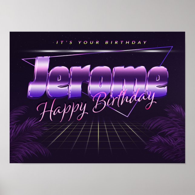 Jerome Name Vorname lila retro Poster Geburtstag (Frente)