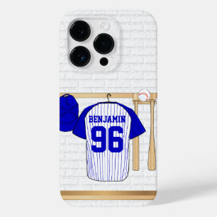 Jérsei de basebol azul e branco personalizado