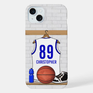 Jérsei de Basquete Branco e Azul Personalizado