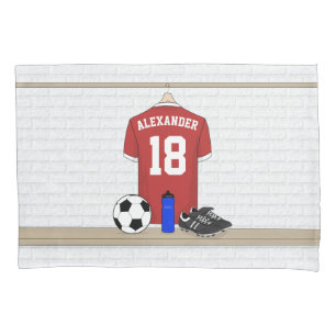 Jérsei de futebol vermelho e branco personalizado