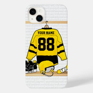 Jérsei de Hóquei em Gelo Personalizado Amarelo e N