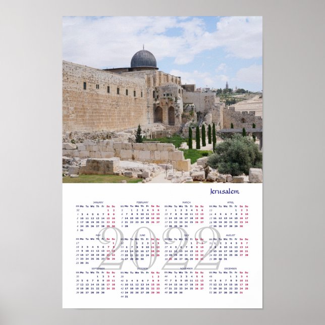 Jerusalém, Israel. Calendário de Poster 2022 (Frente)