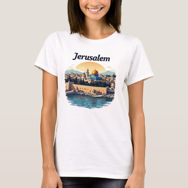 Jerusalém Skyline Santa Cidade Gráfica T-Shirt (Frente)