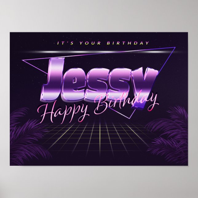 Jessy Name Vorname lila retro Poster Geburtstag (Frente)