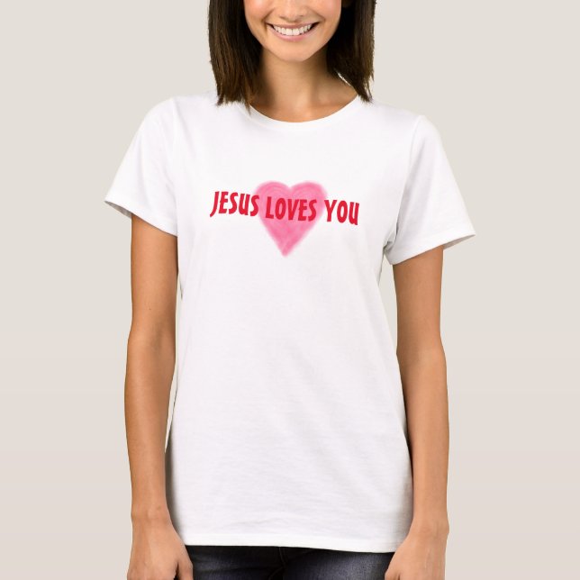 JESUS ADORA VOCÊ, T-Shirt Básico das Mulheres (Frente)