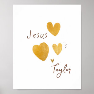 Jesus ama Impressões de Nome Personalizado Posters