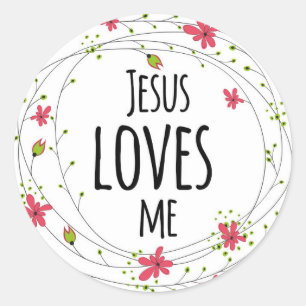 Jesus ama-me etiqueta branca floral da grinalda