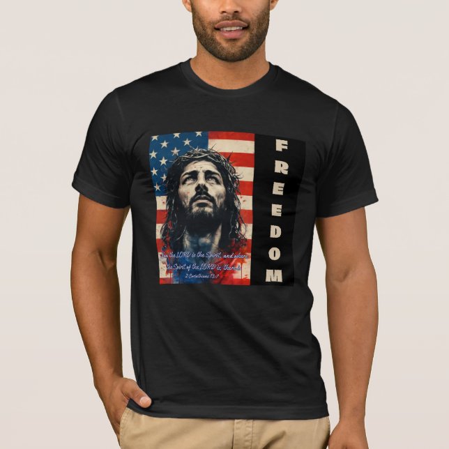 Jesus American Flag T-Shirt | 2 Corintianos 13:7 | (Frente)
