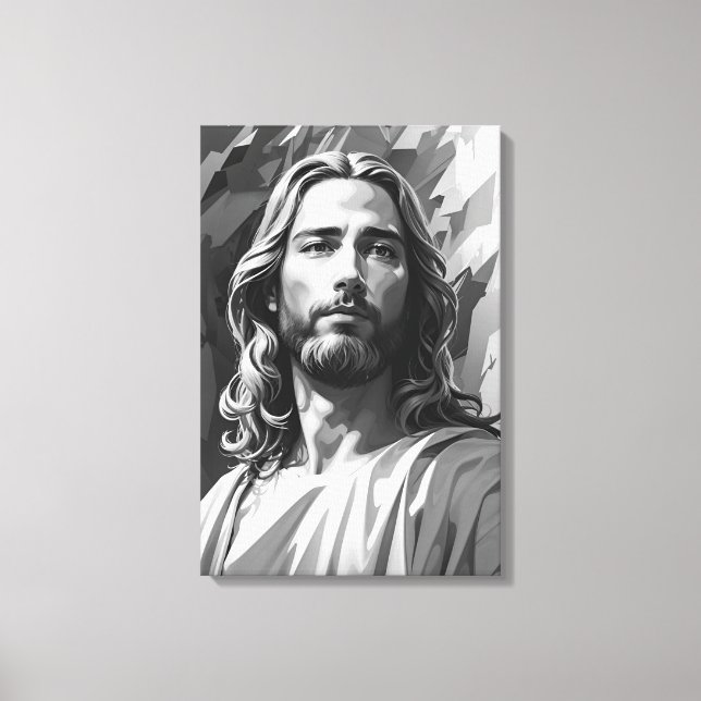 Jesus Black and White Canvas Art (Frente)