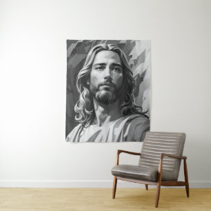 Jesus Black e White Tapeçaria