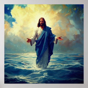 Jesus caminha na Poster de água