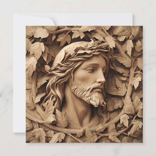 Jesus Carving Greeting Card (Frente)