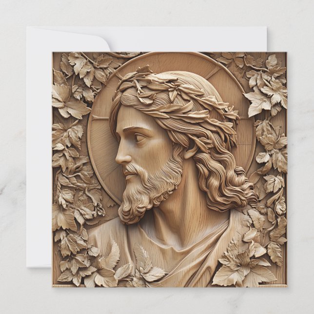 Jesus Carving Greeting Card (Frente)