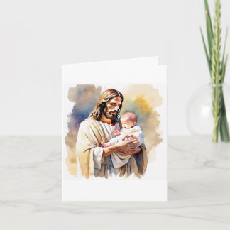 Jesus com Cartão de Saudação Batismo Bebê