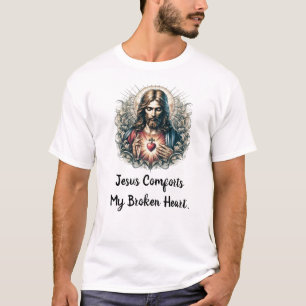 Jesus conforta minha camisa de luxo de coração par