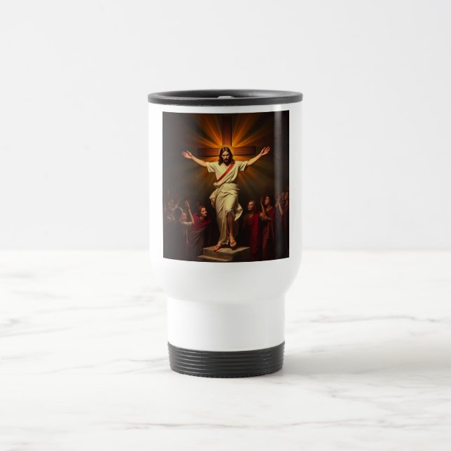 Jesus Cristo é Risen Caneca de viagem (Centro)