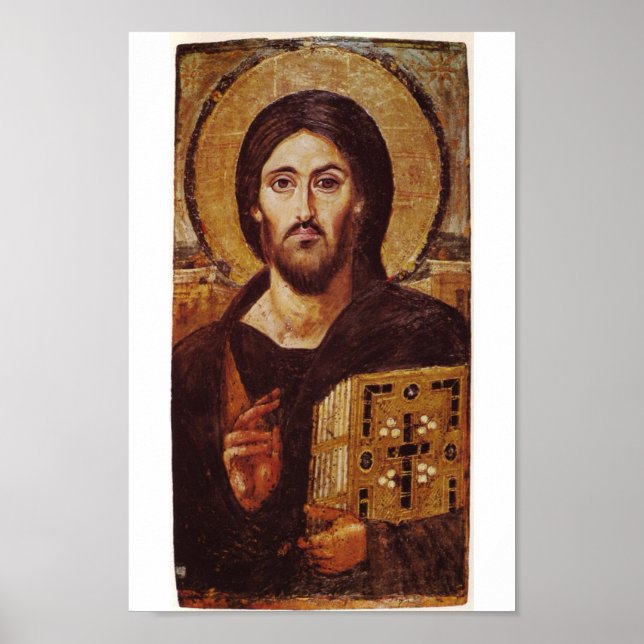 Jesus Cristo Pantocrator - Ícone Cristão Impressão (Frente)