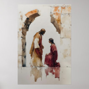Jesus Cura Impressão Minimalista Bíblia Milagre