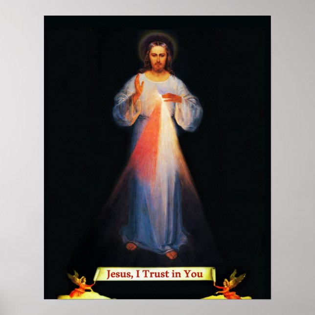 Jesus Divine Compaixão Sr Faustina Poster (Frente)