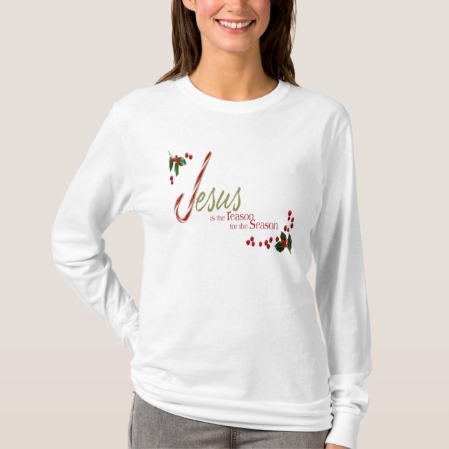 Jesus é a camisa longa da Capa T das senhoras da (Frente)