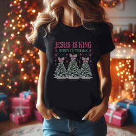Jesus é a camiseta preta do rei Natal feminino