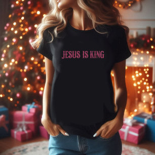 Jesus é a camiseta rosa-rei e preta