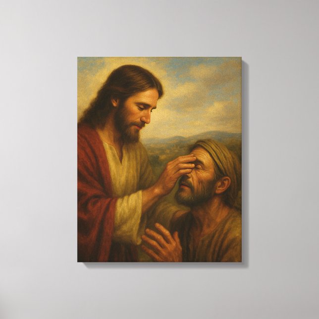 Jesus E A Canvas De Arte Da Parede Do Homem Cego™  (Frente)