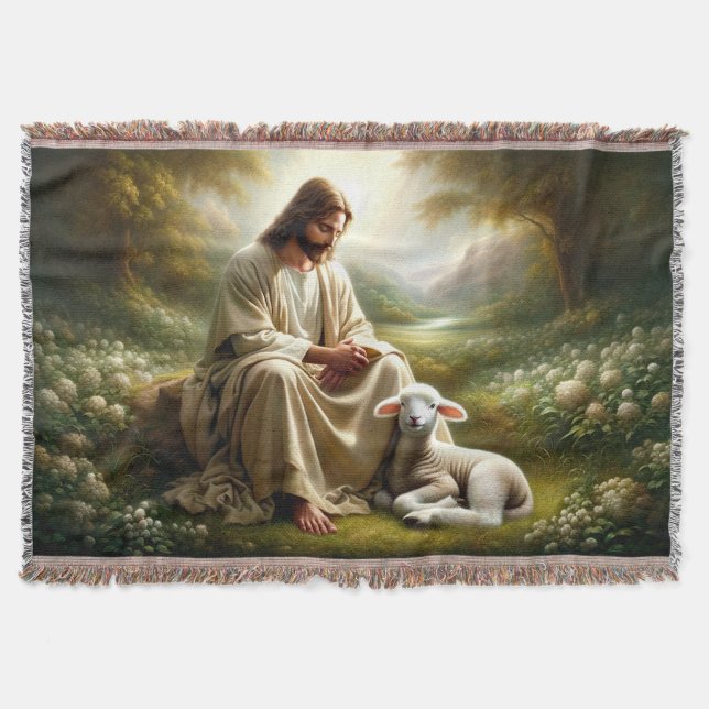 Jesus e Lamb jogam cobertor (Frente)