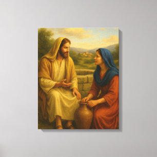 Jesus E Mulher Na Canvas Bem ™ LDS Wall Art
