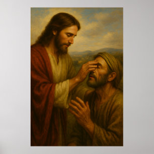 Jesus E O Poster De Arte De Parede Do Homem Cego™ 