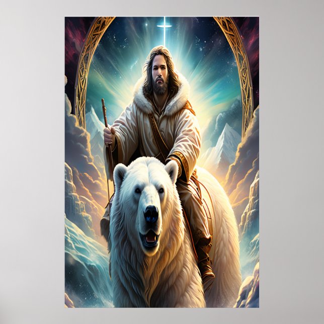 Jesus em um Poster de urso polar (Frente)
