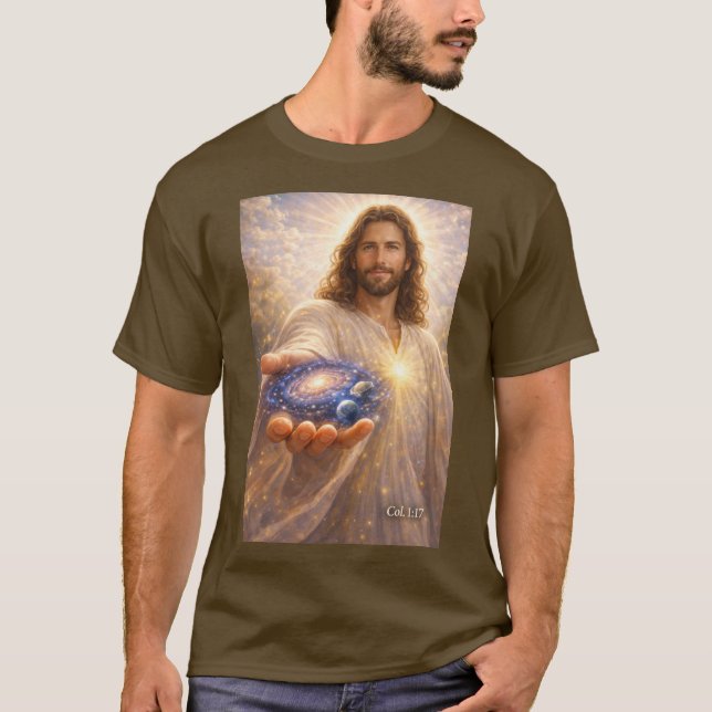 Jesus holding the universe in His hands T-Shirt (Frente)