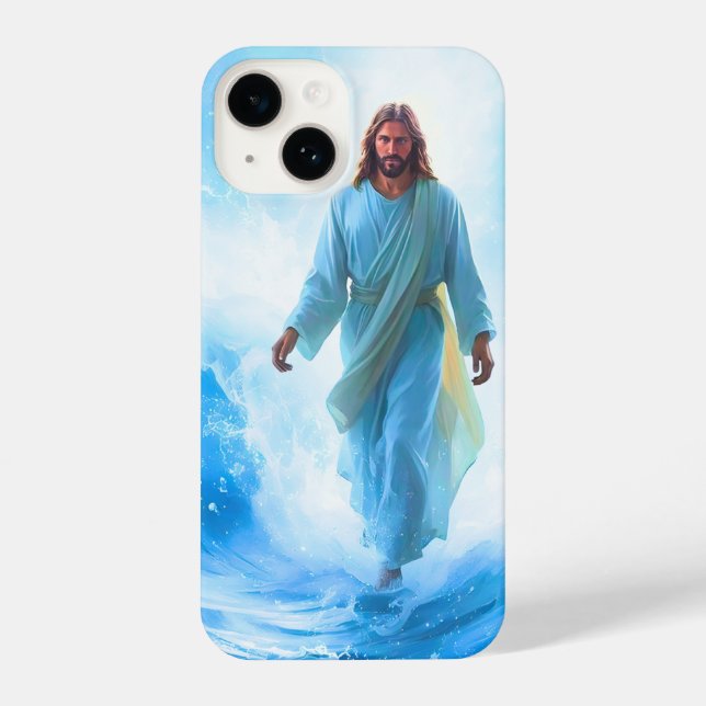Jesus In Ocean Waves Iphone Case (Verso)