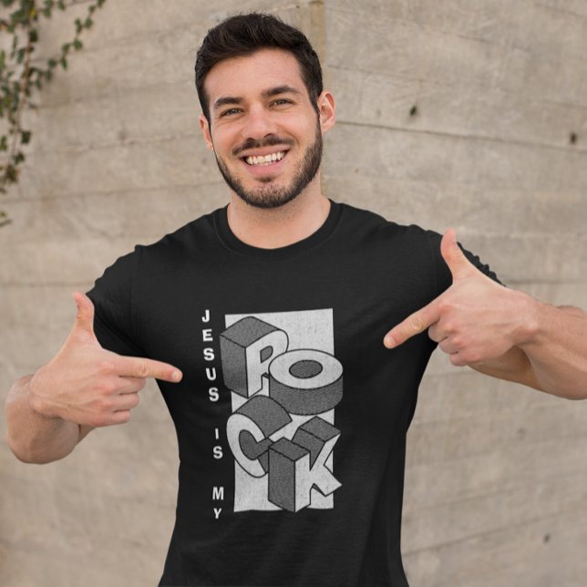 JESUS IS MY ROCK Isometric Christian T-Shirt (Criador carregado)