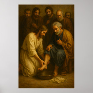 Jesus lavando o Poster de arte do Pés™ LDS dos Dis