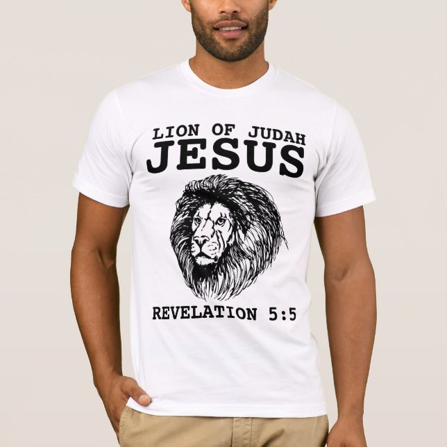JESUS LION OF JUDAH, T-shirts cristãs, REV 5:5 (Frente)