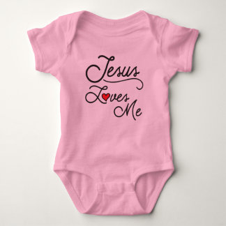 Jesus me ama, camisa de bebê com coração