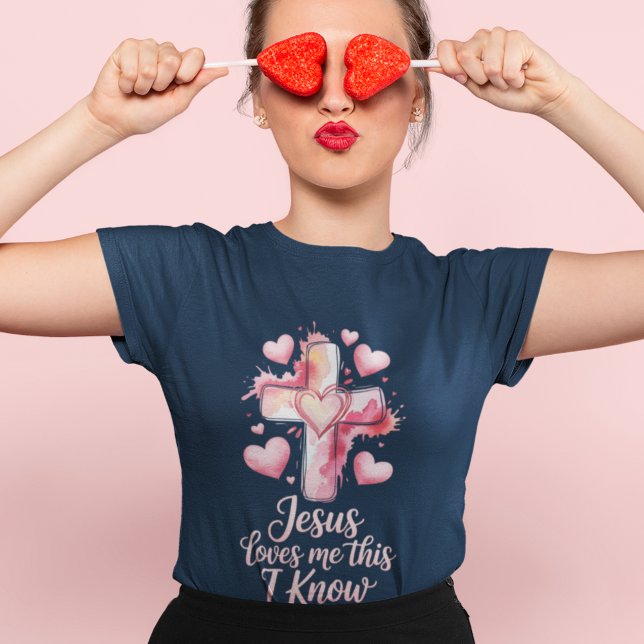 Jesus Me Ama, Eu Sei Camiseta Feminina de Dia dos  (Criador carregado)