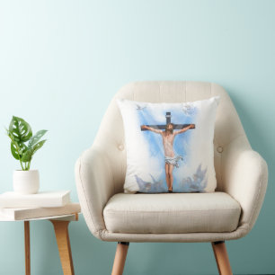 Jesus na cruz com almofada de pássaros