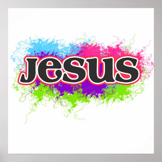 "Jesus" Neon Static Poster (Frente)