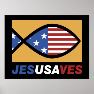 Jesus patriótico salvar o poster