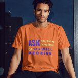Jesus Pergunte, e você receberá T-SHIRT<br><div class="desc">Camiseta cristã com o verso bíblico de John 16:24 "Até agora você não perguntou nada em meu nome. Pergunte, e você receberá, que sua alegria pode ser cheio." Os versos estão na caligrafia mista e na tipografia minimalista. Esta moda, design de fé moderna é a dádiva perfeita e a declaração...</div>