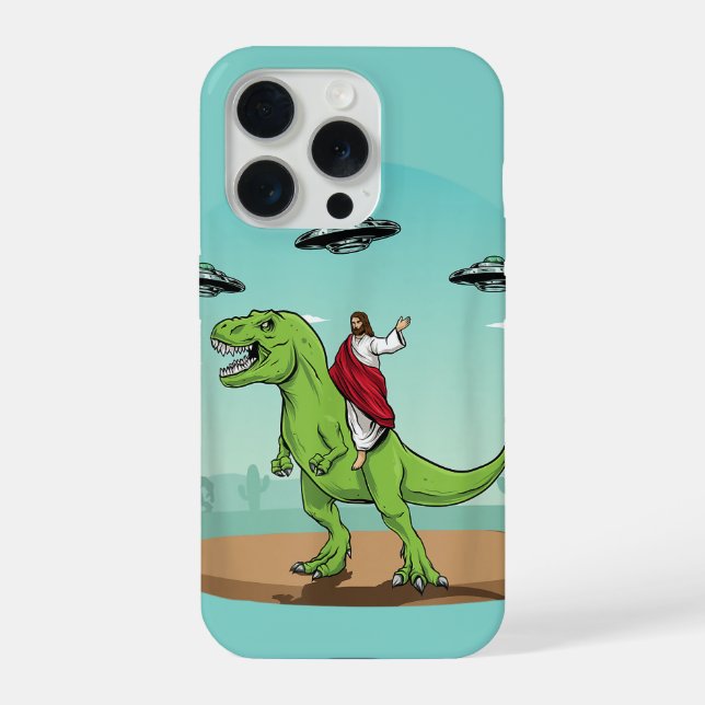 Jesus Riding Dinosaur UFO Alien Christian (Verso)