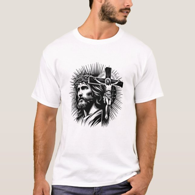Jesus salva: Camisa Gráfica Inspirada Na Fé" (Frente)