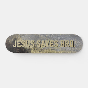 Jesus Salva Irmão. skate de pintura Dourada abstra